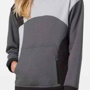Lululemon All Yours Gray & Black Colourblock 100% Cotton Terry Hoodie w/Pockets